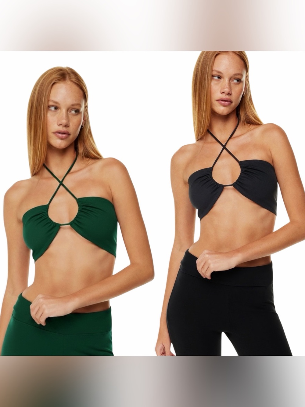 NWT Aritzia Sun•deh XS cora halter tops (2)bralette bandeau green and black